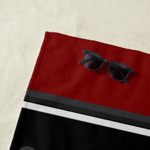 Mid-Century Modern red, black and gray Beach Towel