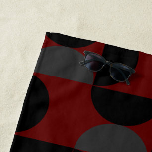 Mid-Century Modern Red Black and Gray Beach Towel