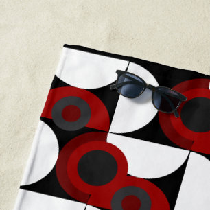 Mid-Century Modern red, black and gray   Beach Towel
