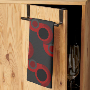 Mid-Century Modern red, black and gray Kitchen Towel
