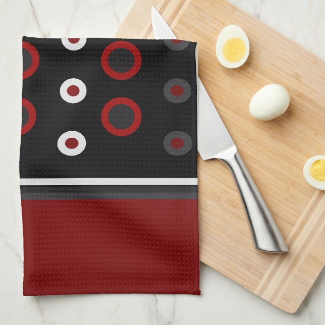 Mid-Century Modern red, black and gray     Kitchen Towel (Quarter Fold)