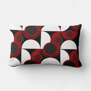 Mid-Century Modern red, black and gray Lumbar Pillow