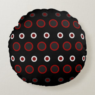 Mid-Century Modern red, black and gray    Round Pillow