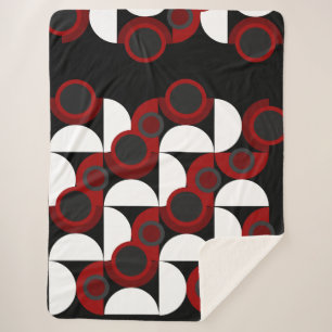 Mid-Century Modern red, black and gray Sherpa Blanket