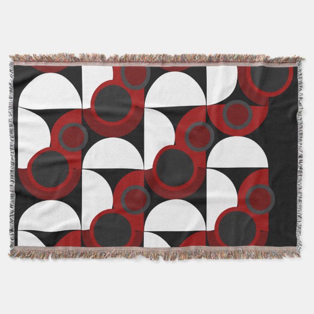 Mid-Century Modern red, black and gray Throw Blanket (Front)