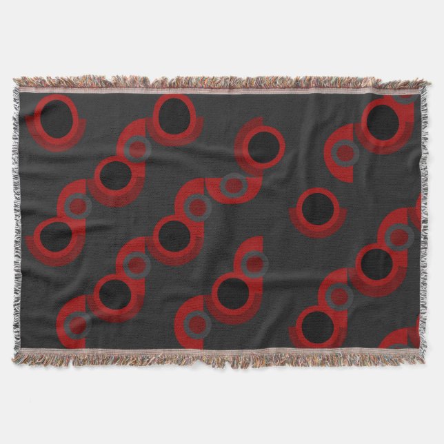 Mid-Century Modern red, black and gray     Throw Blanket (Front)