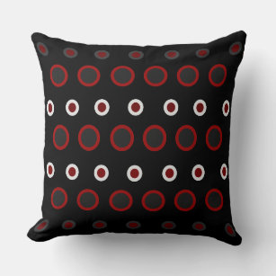 Modern Black and White Polka Dots Monogram Throw Pillow