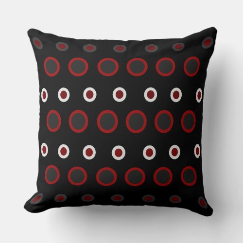 Mid_Century Modern red black and gray   Throw Pillow
