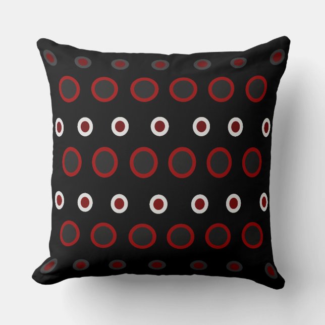 Mid-Century Modern red, black and gray   Throw Pillow (Front)