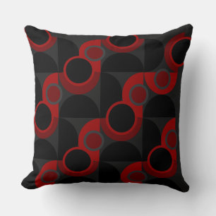 Mid-Century Modern red, black and gray       Throw Pillow