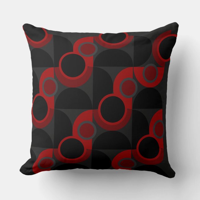 Mid-Century Modern red, black and gray       Throw Pillow (Front)