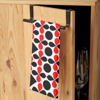 Mid Century Modern Red Black Geometric Pattern