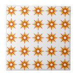 Mid-Century Modern Red-Orange Starburst Pattern Ceramic Tile<br><div class="desc">Mid-century modern inspired design featuring vintage pattern of retro red-orange starbursts on a white background. Simple, clean modern design. Create your own custom pattern by uploading a new image, or use the "message" button to contact the designer for help. To create your own patterned design: 1. Select personalize this template....</div>