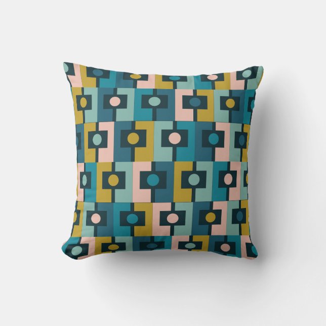 Mid Century Modern Rektangel Geometric Pattern  Throw Pillow (Front)