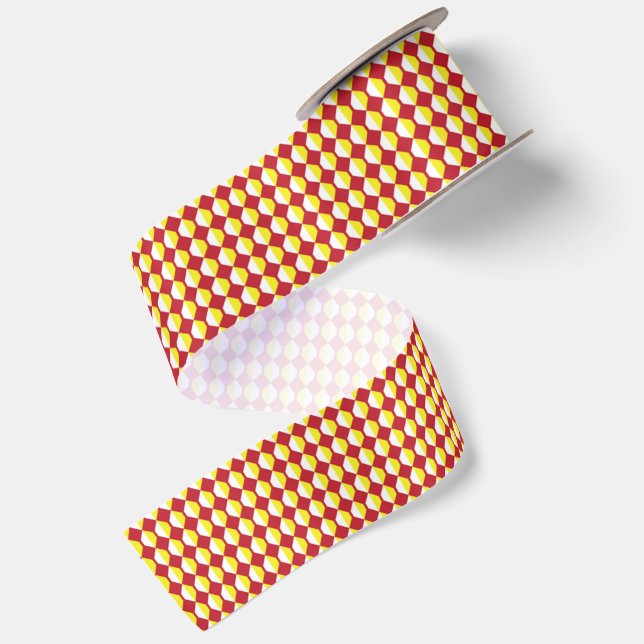 Mid Century Modern Repeat Pattern Satin Ribbon (Front+Back)