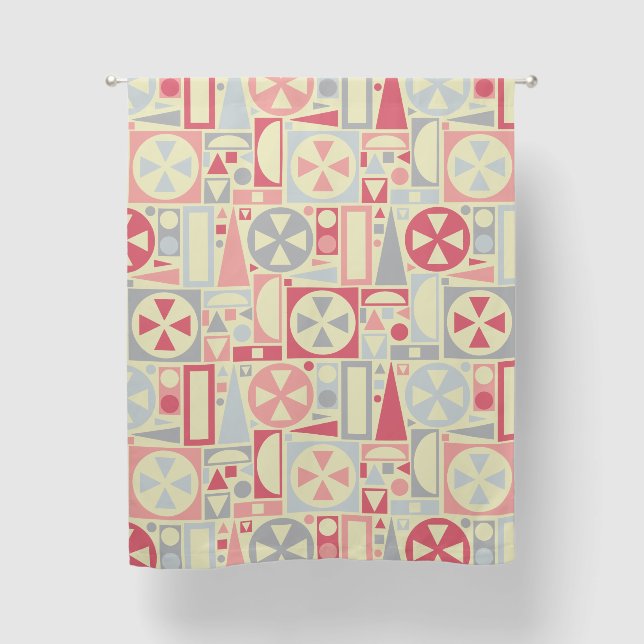 Mid-Century Modern Retro 50s Pink Geometric Pretty Blackout Curtains (Front)