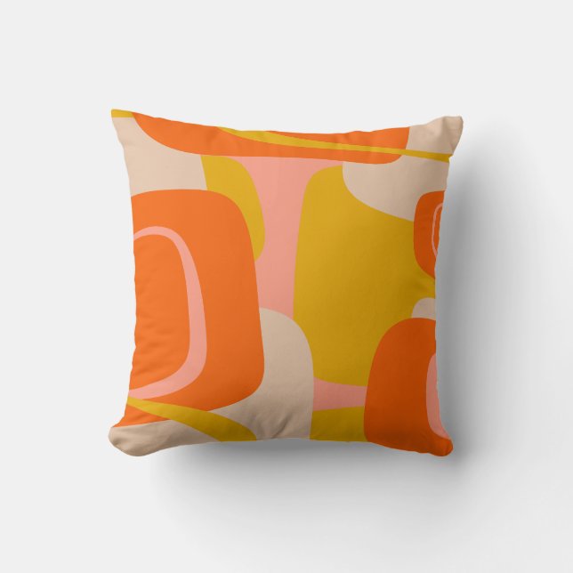Mid Century Modern Retro Abstract Pattern Throw Pillow (Front)