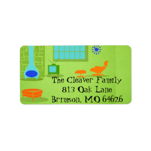 Mid Century Modern Retro Address Label