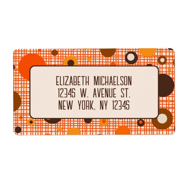 Mid Century Modern Retro Atomic Dot Pattern Label (Front)