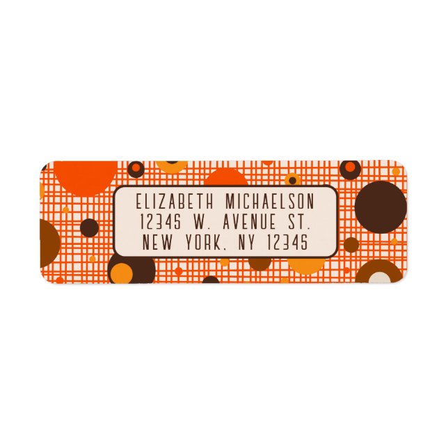 Mid Century Modern Retro Atomic Dot Pattern Return Label (Front)