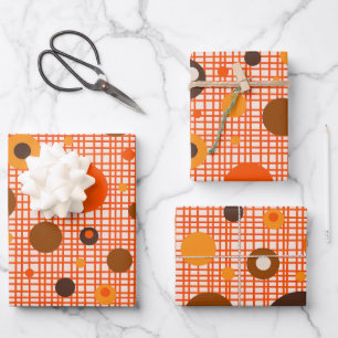Mid Century Modern Retro Atomic Dot Pattern Wrapping Paper Sheets