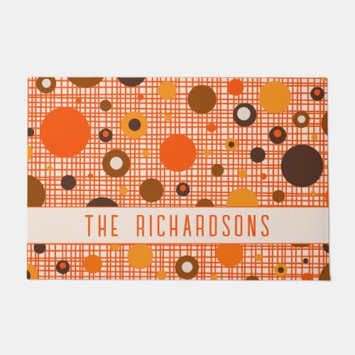 Mid Century Modern Retro Atomic Dots Personalized Doormat