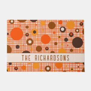 Mid Century Modern Retro Atomic Dots Personalized Doormat