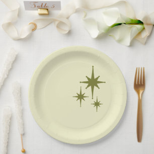 Mid Century Modern Retro Atomic Minimalist Stars Paper Plates