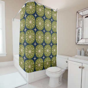Mid Century Modern Retro Atomic Pattern Shower Curtain