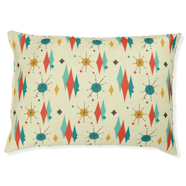 Mid Century Modern Retro Atomic Starburst Diamond Pet Bed (Front)