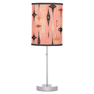 Mid Century Modern Retro Atomic Starburst Pink Table Lamp