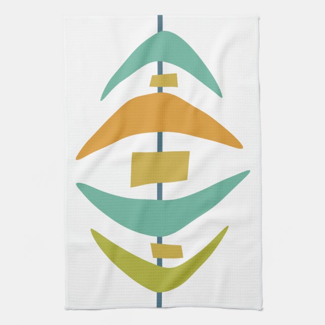 Mid Century Modern Retro Boomerang Kitchen Towel (Vertical)