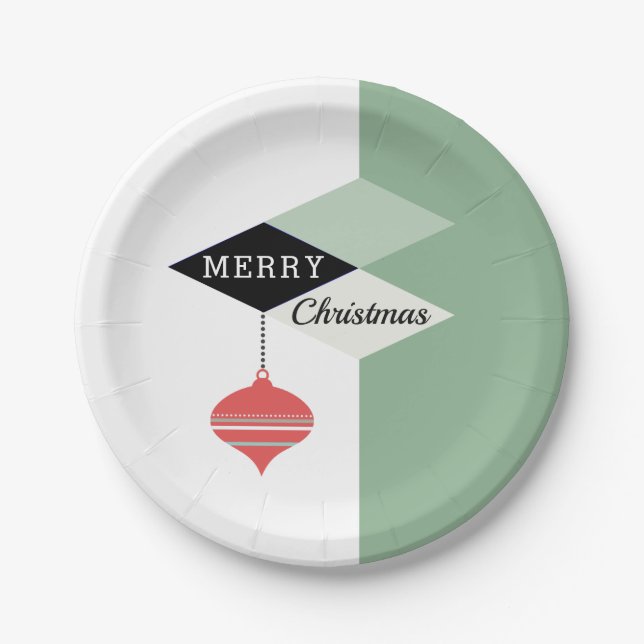 Mid-Century Modern Retro Chic Holiday Paper Plates (Front)