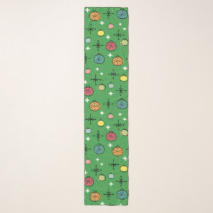 Mid Century Modern Retro Christmas Art Green Scarf