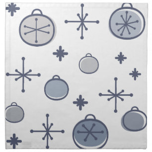 Mid Century Modern Retro Christmas Art Silver Cloth Napkin