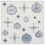 Mid Century Modern Retro Christmas Art Silver Fabric