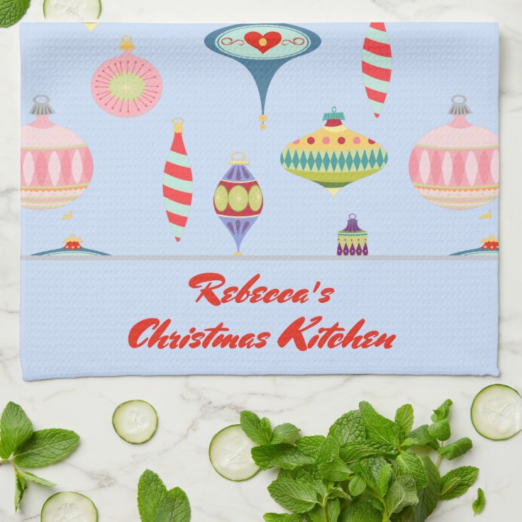Mid Century Modern Retro Christmas Ornaments Kitchen Towel Zazzle