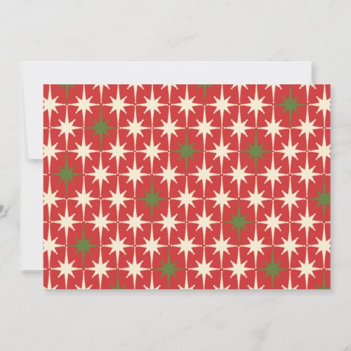 Mid_Century Modern Retro Christmas Starbursts Red Invitation