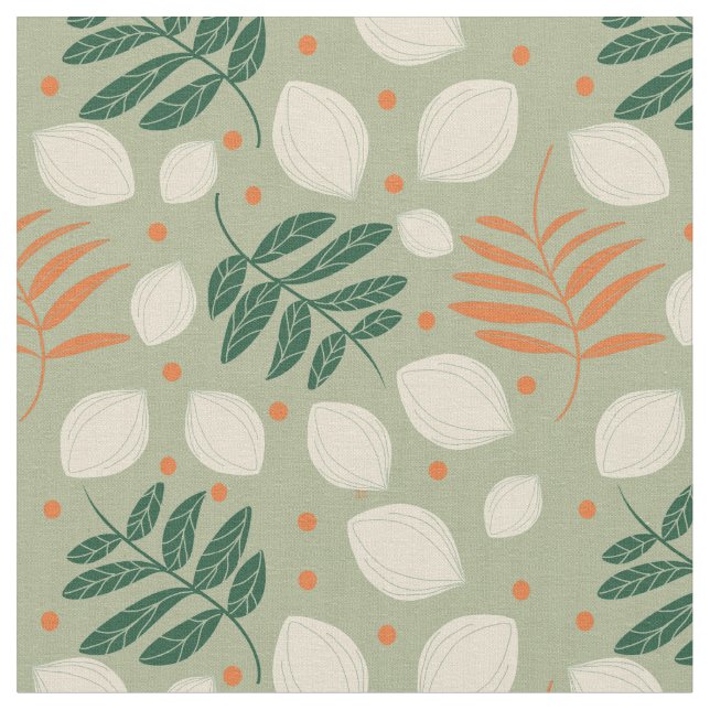 Mid Century Modern Retro Citrus Green  Fabric (Close Up)