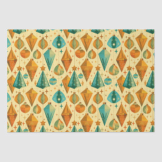 Mid-Century Modern Retro Copper and Teal Christmas Tissue Paper