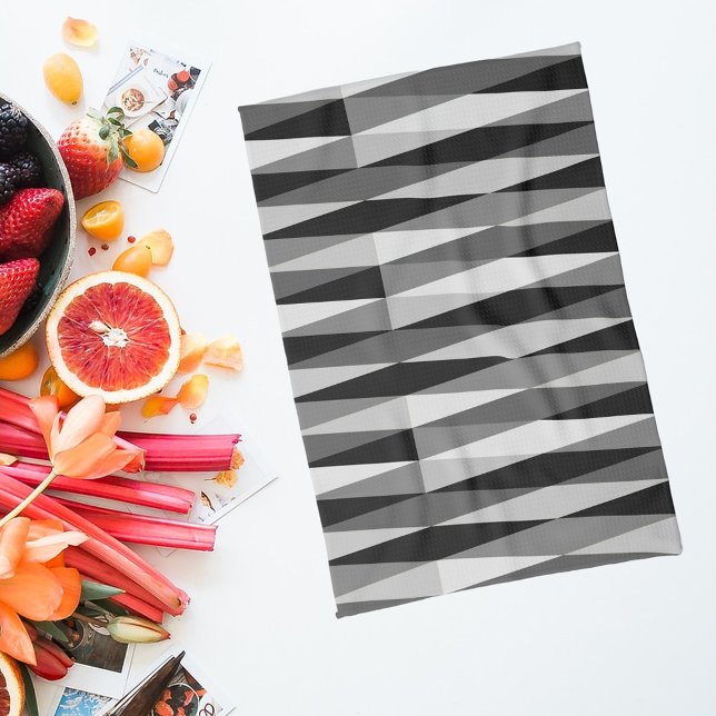 Mid Century Modern Retro Diamond Black White Grey Kitchen Towel (Creator Uploaded)