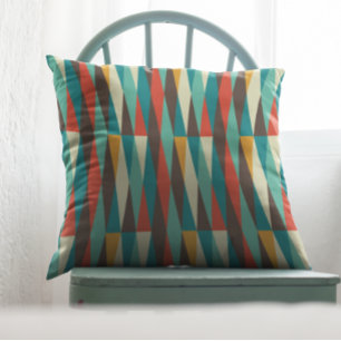 Mid Century Modern Retro Diamond Geometric Shapes  Throw Pillow