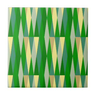 Mid Century Modern Retro Diamond Green Yellow Ceramic Tile