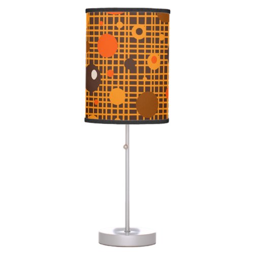 Mid Century Modern Retro Dots Pattern Brown Orange Table Lamp