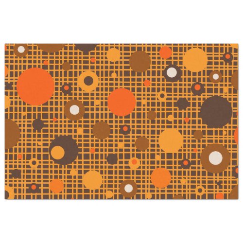Mid Century Modern Retro Dots Pattern Brown Orange Tissue Paper