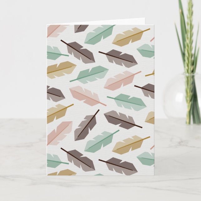 Mid-Century Modern Retro Feathers Greeting Cards (Front)
