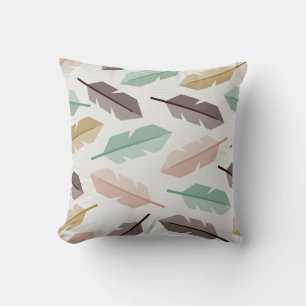 Mid-Century Modern Retro Feathers Throw Pillow