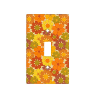 Mid Century Modern Retro Flowers Light Switch Cover