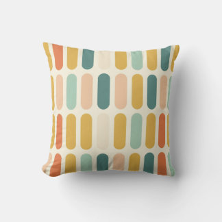 Mid Century Modern Retro Geometric Capsule Pattern Throw Pillow