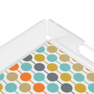 Mid-Century Modern Retro Geometric Circles Pattern Acrylic Tray